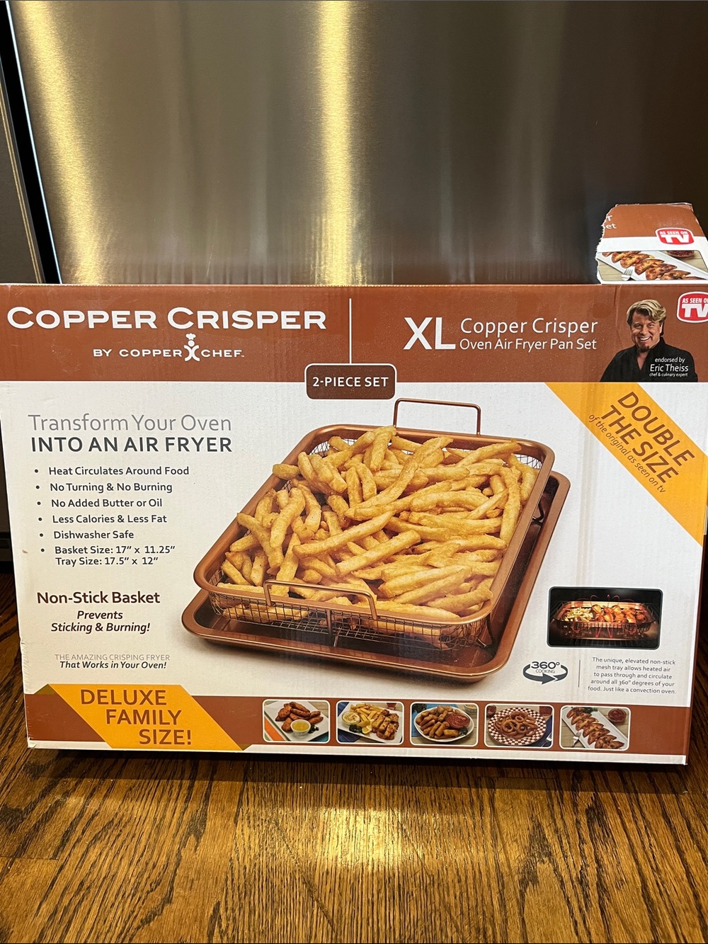 XL Copper Crisper By Copper Chef Oven Air Fryer Pan 2 Piece Set